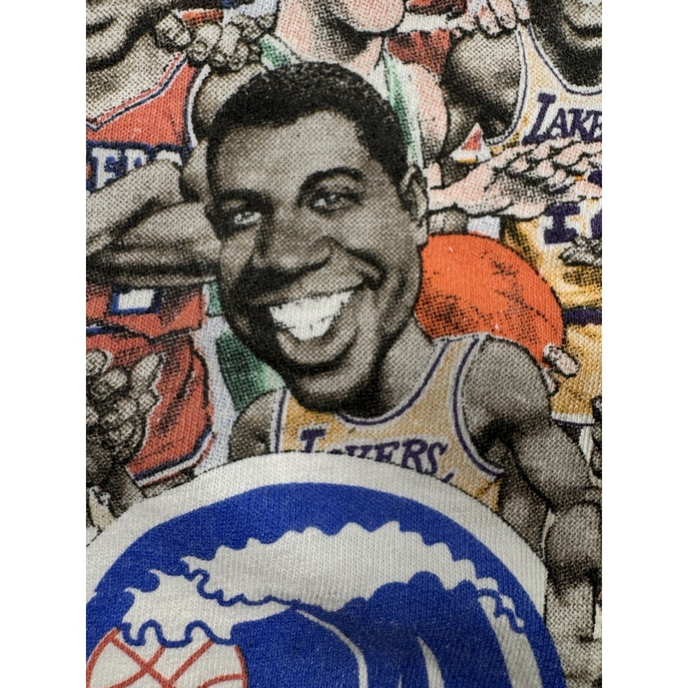 Vintage 1990 NBA All Stars Salem Caricature T Shirt Jordan Miami White Mens Sz L - Picture 7 of 13